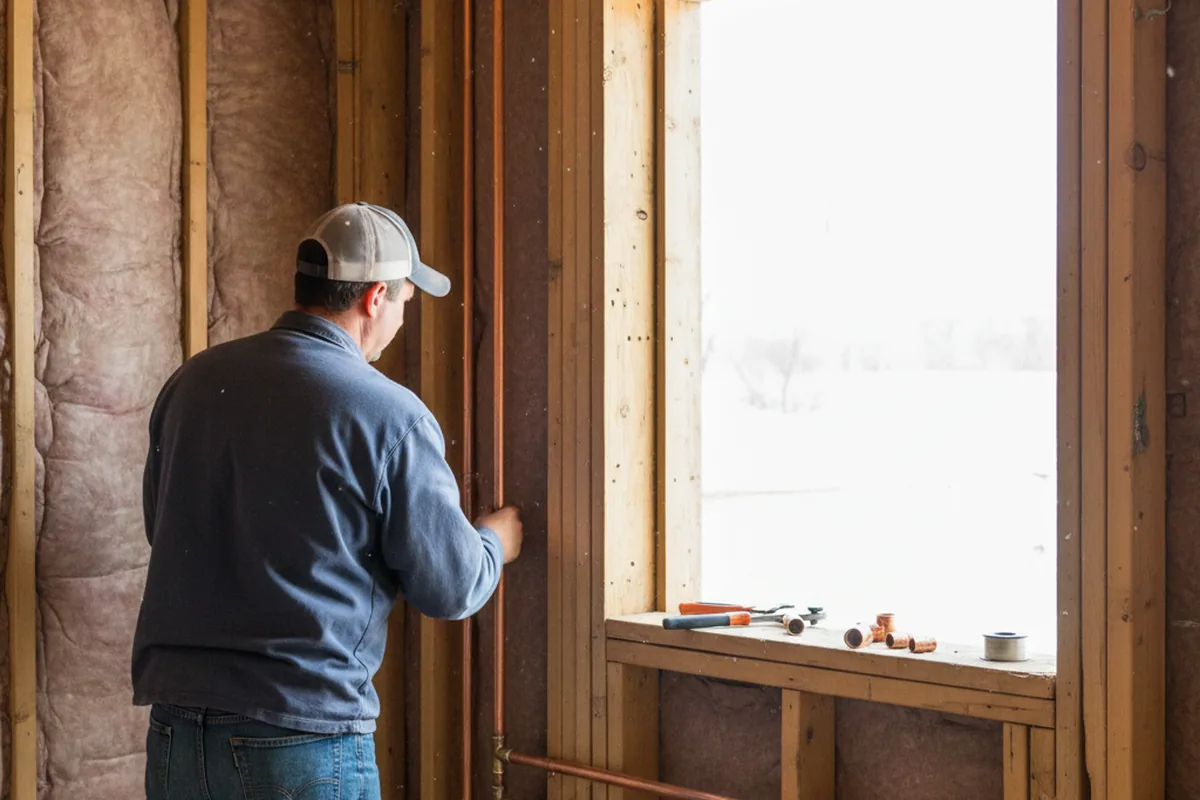 Licensed plumber running new copper supply lines in a Coal City home