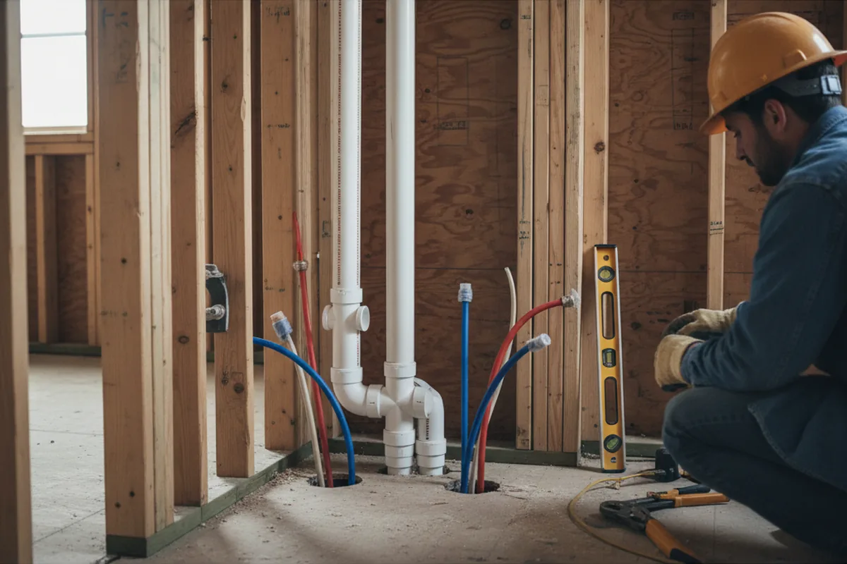 Drain and supply rough-in during Leak Detection in Coal City