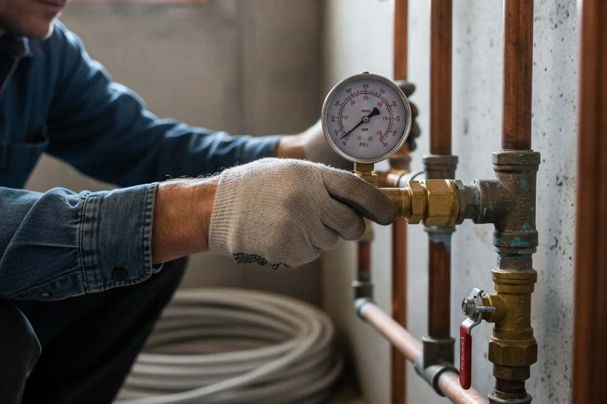 Pressure testing a repaired line during Water Line Repair in Coal City